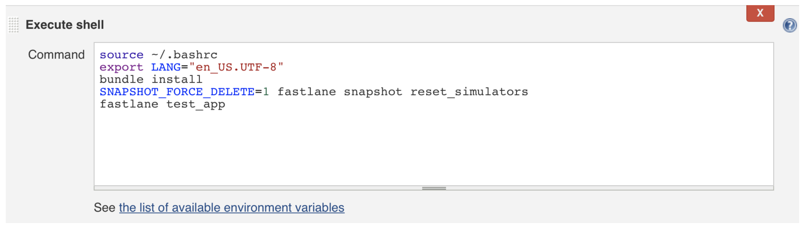 Create a execute shell build step