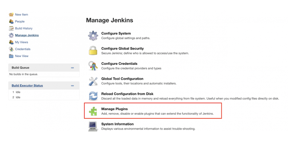 Manage Jenkins plugins